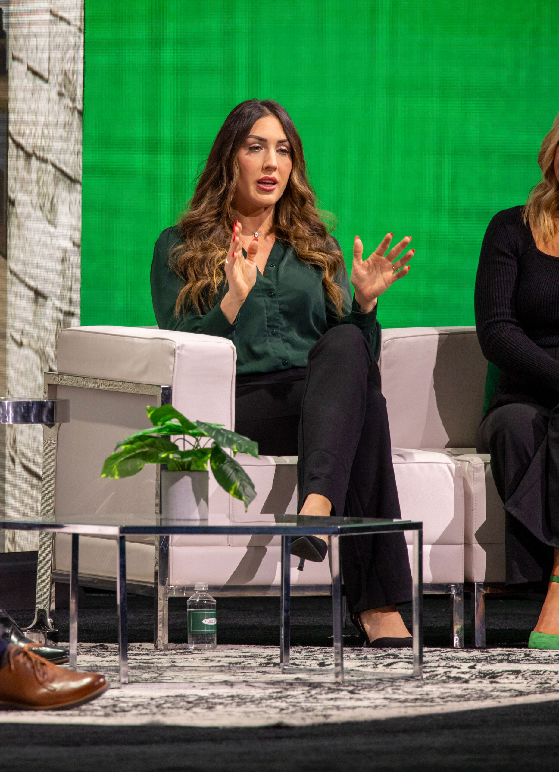 Conference attendees networking during a session break
