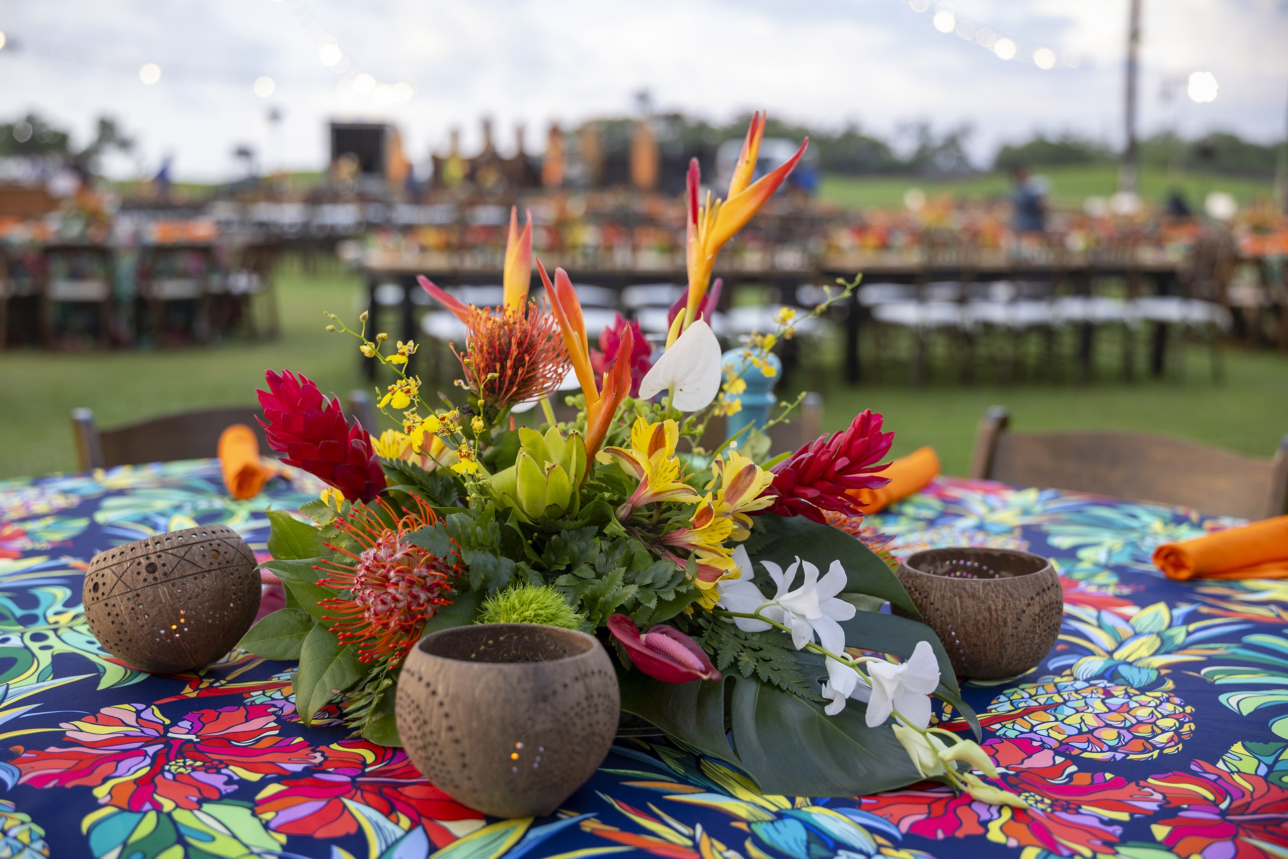 Guests socializing at a welcome dinner event