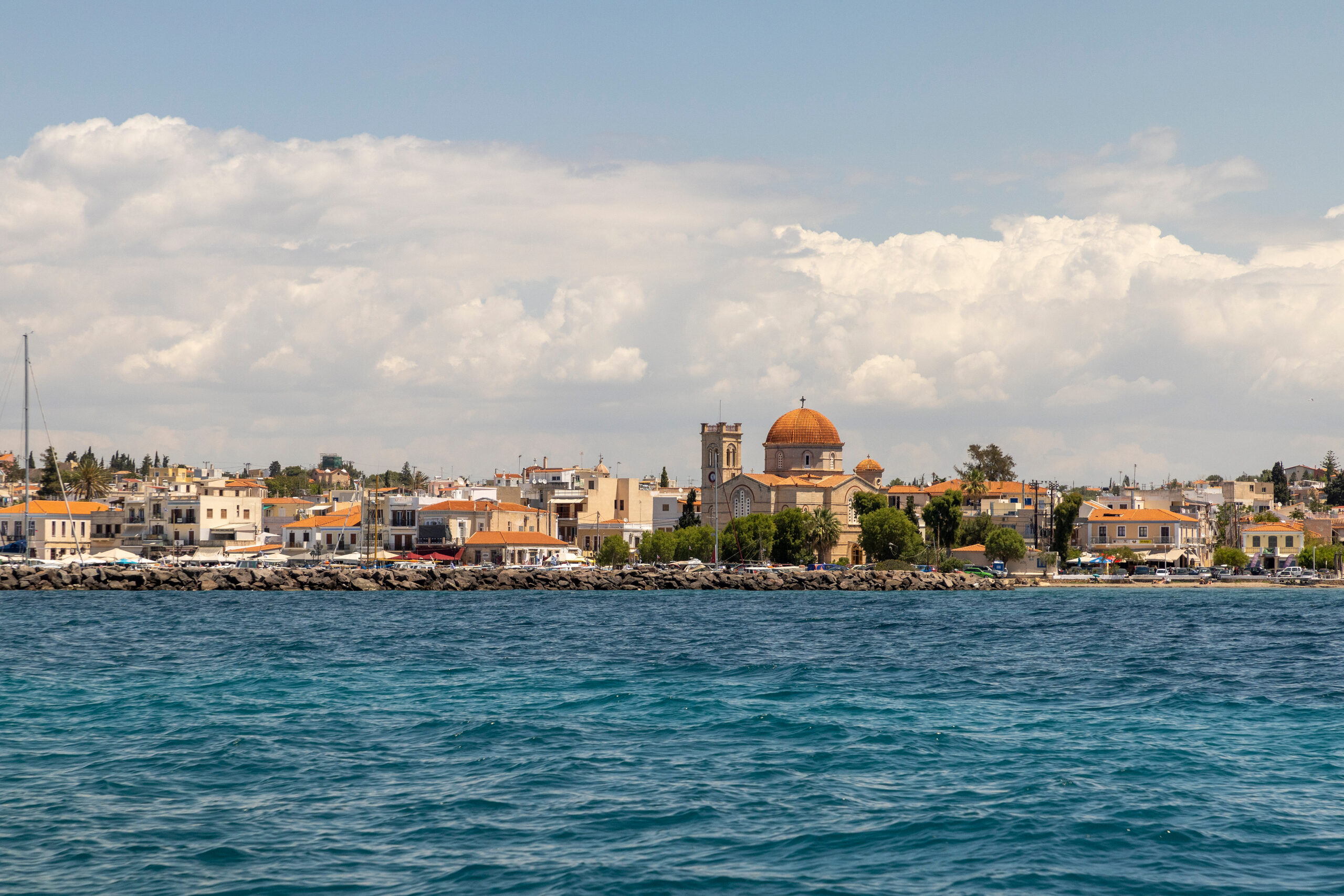 Mediterranean coastal destination with historic architecture